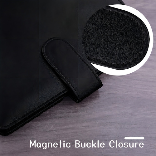 Antner Carpeta De Piel Sintética A6 Recargable Con 6 Anillas Para Papel De Relleno A6, Tapa De Carpeta Personal De Hojas Sueltas Con Cierre De Hebilla Magnética, Color Negro