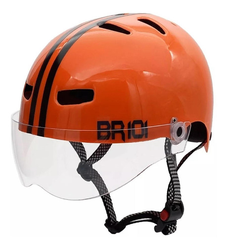 Capacete Br 101 Urbano Laranja Vision Cristal P