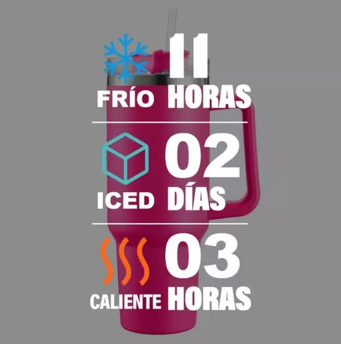 Vaso Térmico Portátil De Acero Inoxidable Fucsia De 40 Oz