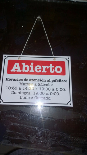 Cartel Abierto - Cerrado, Horarios, Logo Del Comercio