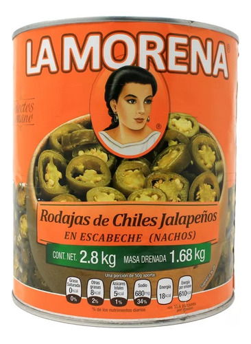Chiles Jalapeños Nachos En Rodajas La Morena 2.8 Kg
