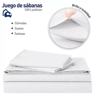 Juego De Sabanas Matrimonial 100% Poliéster Microfibra 4 Pz Color Blanco