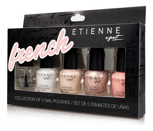 Set De 5 Esmaltes De Uñas Etienne French Color Rosa pálido