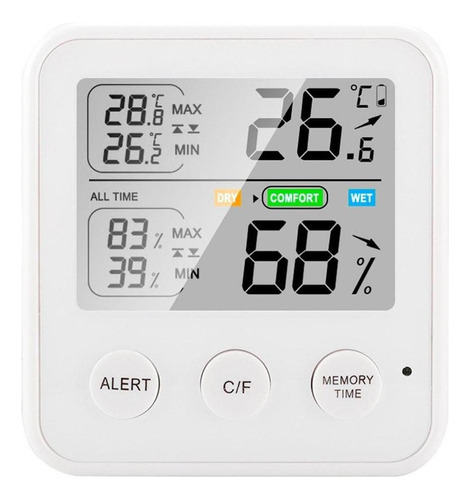 Monitor De Humedad De Temperatura Ambiente De Medidor Blanco