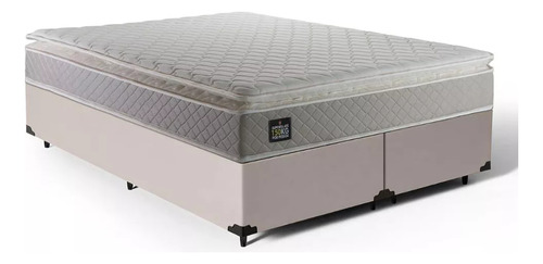 Lucas Home Cama Queen Size Forte e Colchão de Espuma Bege