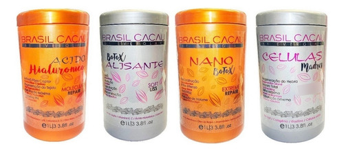 X 4 Crema Masaje Btx Alisante  Keratina Brasil Cacau 1000ml
