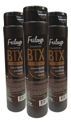 Shampoo Para Cabello Antifrizz Btx Extreme Frilayp 370g X3