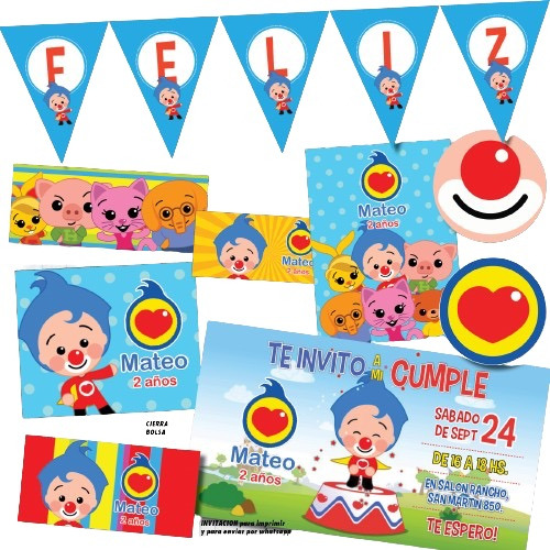 Kit Imprimible Personalizado Payaso Plim Plim Cumple Candy