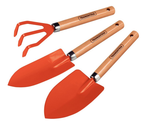 Set Herramientas De Jardin 3 Piezas Mango Madera Tramontina