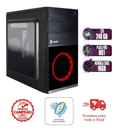 Imagem 1 de 4 de Pc Intel Core I5 3ª Ger 16gb 240gb Ssd Gab + Fonte 500w +dvd
