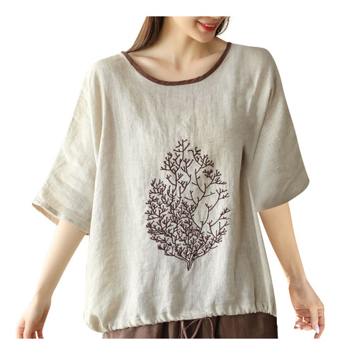 Camiseta Sin Mangas Lisas Con Cuello Redondo Y Manga Media P