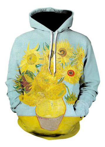 Sudadera Con Capucha Impresa En 3d Al Óleo De Van Gogh