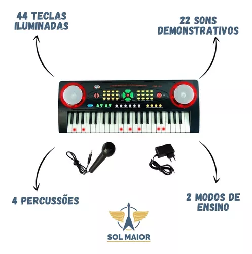 Teclado Infantil Custom Kids CKKB-44 (44 Teclas/Microfone) - Porão