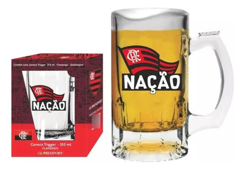 Caneca De Chopp Flamengo Nação Trigger Vidro - 375ml