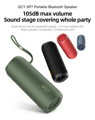 Qcy Sp7 Portátil Altavoz Bluetooth 5200mah Mic Rgb, Ipx7, Tf