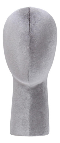 Velvet Wig Head Mannequin Head Model De Almacenamiento Gris
