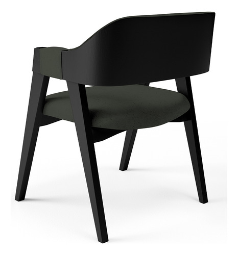 Cadeira Para Sala De Jantar Suran Preto Linho Verde Musgo