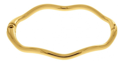 Pulseira Feminina Bracelete Ondulado Liso Folheado Ouro 18k Comprimento 19 Cm Cor Dourado Diâmetro 6.5 Cm