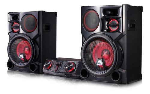 Mini System LG Xboom CJ98 preto y vermelho com bluetooth 3500W de potência -
