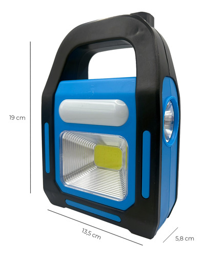 Linterna Led Solar 3 En 1 Usb/c Recargable Luz Fría
