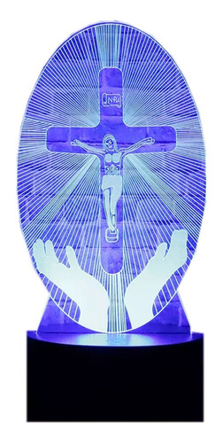 Decoración De Ilusión Óptica Led 3d De Cristo Jesús Cruz