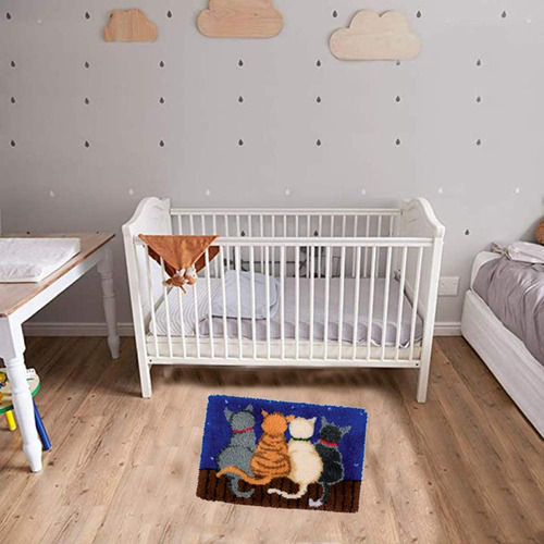 Kits De Alfombras Con Ganchillo Con Ganchillo, Hilo De Gatos