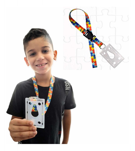 Cordão De Identificação Autismo Autista + Porta Crachá