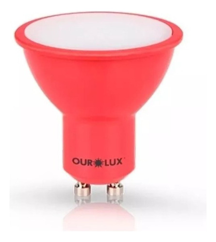 Ourolux - Dicroica Led 4w Gu10 Bivolt Colorida Full Cor Da Luz Vermelho
