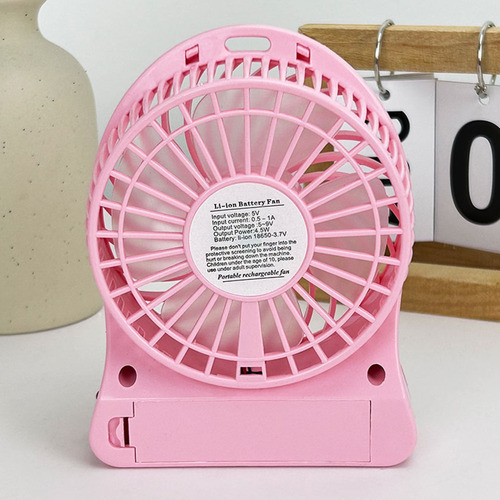 Ventilador De Escritorio Portátil Recargable Con Luz Led 11 Cm N/a Rosa Transparente Plástico 4
