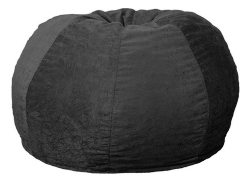 Puff Maçã Suede 110cmx115cmx95cm Confort Com Flocos Isopor Cor Preto