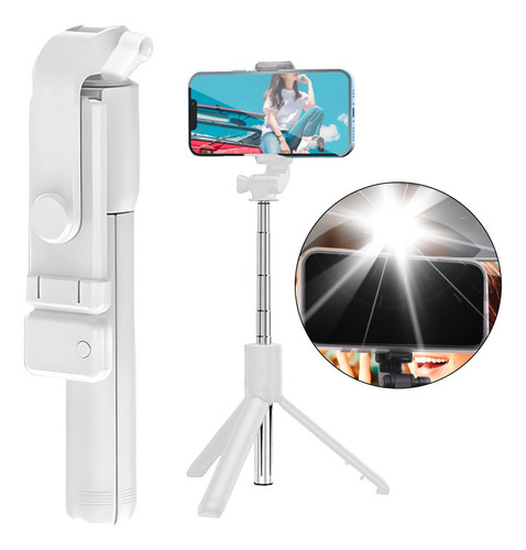 Trípode Inalámbrico Bluetooth Selfie Stick Con Luz Led Para