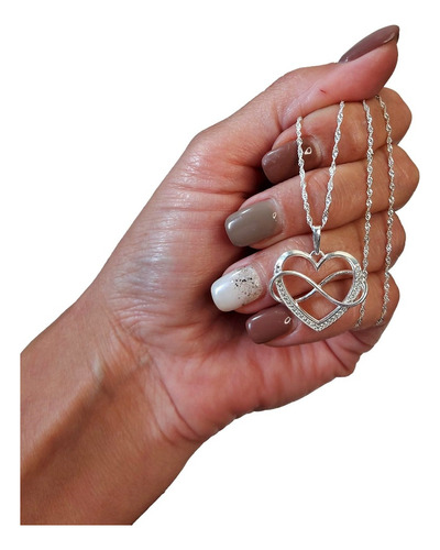 Cadena Con Dije Corazon Infinito Cubics Plata 925