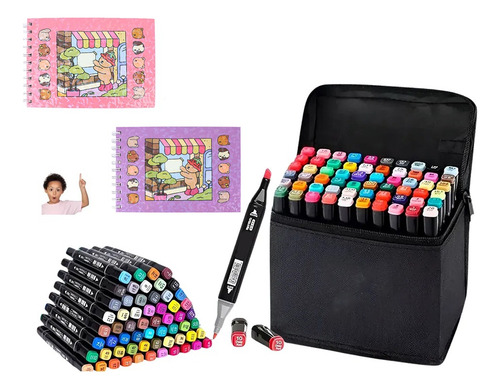 Kit 2 Livro Colorir Bobbie Goods + Canetinhas Touch 48 Cores
