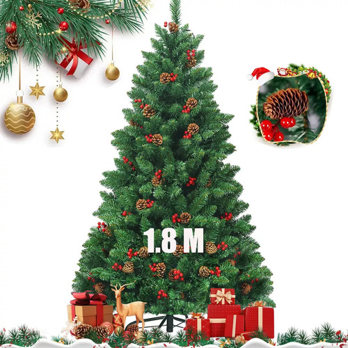 Árbol De Navidad Artificial Con Conos De Pino 1.8 M