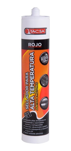 Sellador Silicona Alta Temperatura Tacsa 280ml Rojo