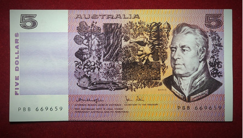 Billete 5 Dolares Australia 1976 Pick 44 Sanks 