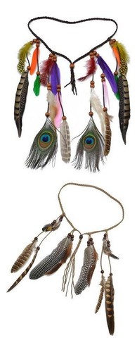 Lll A 2pcs Diadema De Pelo Con Plumas De Pavo Real