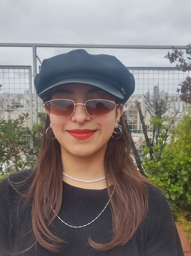 Boina Gorra Vicera Cuero Hebilla Abrigado Paño Colore Vario Amarillo Unico Liso
