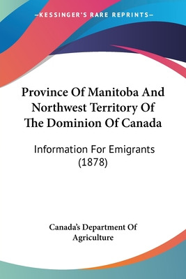 Libro Province Of Manitoba And Northwest Territory Of The...