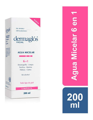 Agua Micelar Dermaglos 6 En 1 X 200 Ml