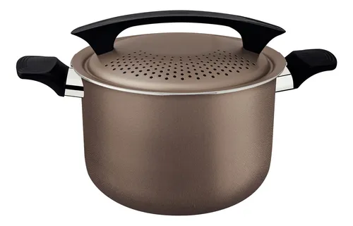 Olla Pasta Espaguetera Antiadherente Tramontina Milazzo para espaguetis 22 cm color almendra