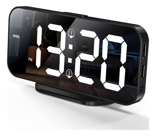 Reloj Despertador Digital, Reloj Electrónico Con Espejo Led,