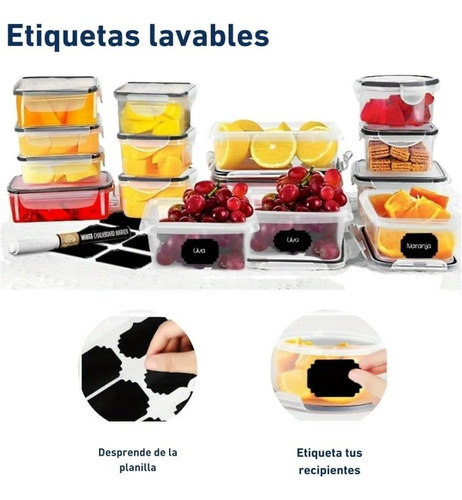 Juego De 24 Recipientes Herméticos De Plastico De Alimentos