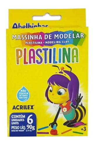 Massinha De Modelar Plastilina 60g - 6 Cores - Acrilex