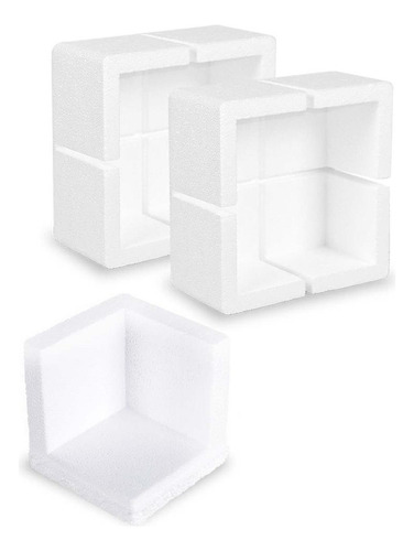 Cantoneira Proteção Isopor Quadrado 10x10cm 10 Peças Cor Branco