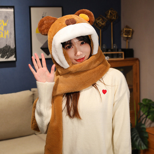 Conjunto De Bufanda Con Guantes Y Gorro Con Capucha Capibara
