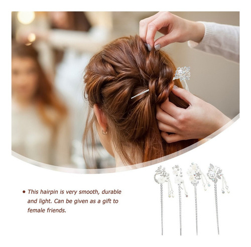 1 4 Palillos For El Pelo, Estilo Chino Clásico, Con Borlas