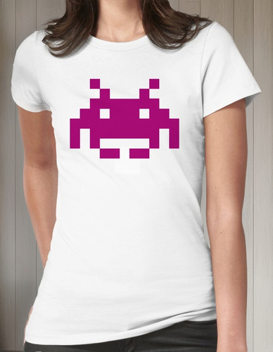 Space Invaders Playera Videojuego Nuevo Modelo Alien Morado