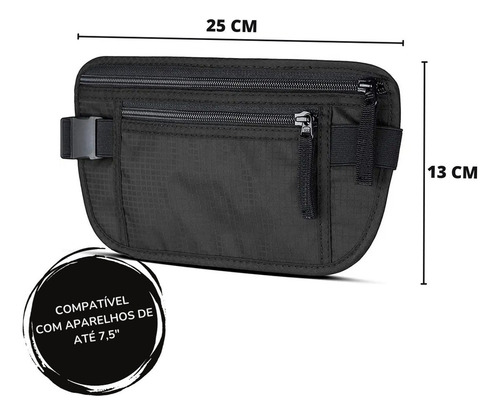 Kit 2 Pochetes Doleira Notas Viagem Internacional Antifurto Cor Preto Desenho do tecido Lisa