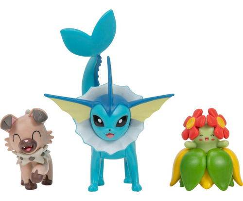 Figura Pokemon Vaporeon Rockruff Belloso 3-pack 5cm Original